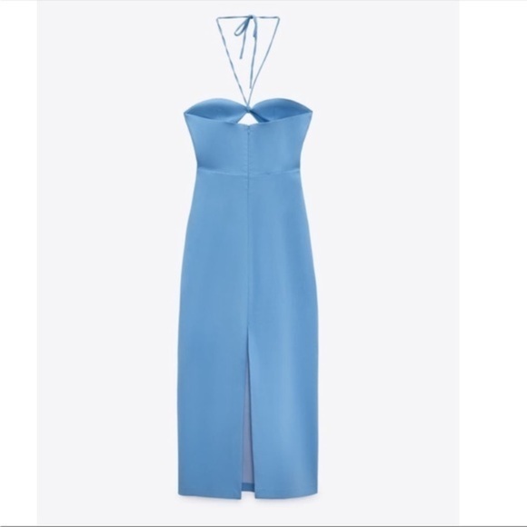 New Zara | Blue Midi Cut Out Dress - Picture 14 of 16